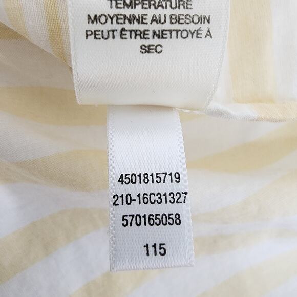 Chicos Shirt Women 2 US Large Button Yellow White Stripe Cotton Long Roll Sleeve - Picture 10 of 10